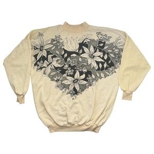 Vintage Floral Print Cream Sweater